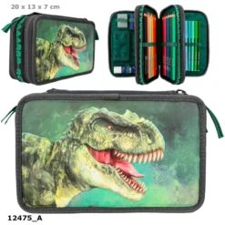 Depesche - Dino World - Trousse à Crayons 3 Compartiments Avec Effet 3D