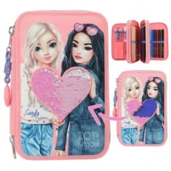 Depesche - Top Model - Trousse à Crayons 3 Compartiments Remplie