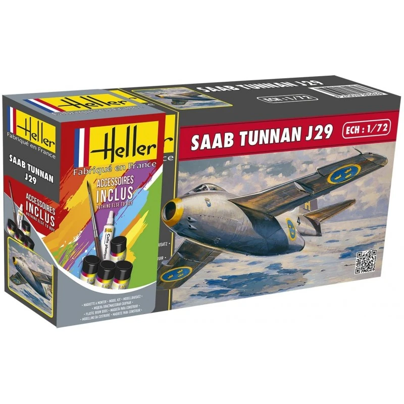 Heller - Maquette - Avion - Starter Kit - Saab Tunnan 3 Heller - Maquette - Avion - Starter Kit - Saab Tunnan