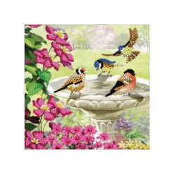 OZ - Loisirs Créatifs - Crystal Art - Kit Carte Broderie Diamant 18x18cm - Baignade Oiseaux