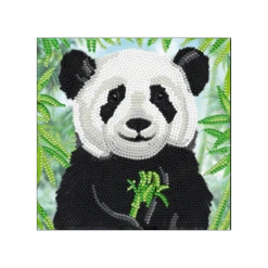 OZ - Loisirs Créatifs - Crystal Art - Kit Carte Broderie Diamant 18x18cm - Bébé Panda