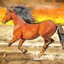 OZ - Loisirs Créatifs - Crystal Art - Kit Tableau Broderie Diamant 30x30cm Cheval Au Galop