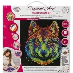 OZ - Loisirs Créatifs - Crystal Art - Kit Tableau Broderie Diamant 30x30cm - Loup Multicolore