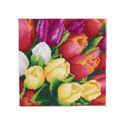 OZ - Loisirs Créatifs - Crystal Art - Kit Tableau Broderie Diamant 30x30cm - Tulipes