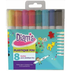 OZ - Loisirs Créatifs - Pochette De 8 Feutres DIAMS Pour Plastique Fou