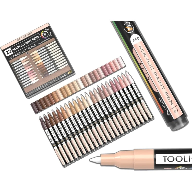 Pro Color Series - Boite De 22 Marqueurs Peinture Acrylique - Assortiment De Tons Chairs