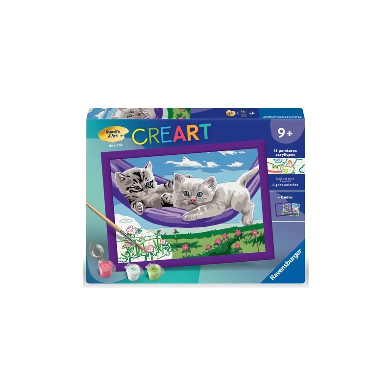 Ravensburger - Creart - Peinture Au Numéro - Chaton Dans Le Hamac - 18x24cm 3 Ravensburger - Creart - Peinture Au Numéro - Chaton Dans Le Hamac - 18x24cm