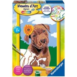 Ravensburger - Numéro D'art - 13x18cm - Chiot Avec Fleur